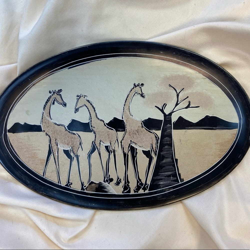 HANDPAINTED Oval stone dish